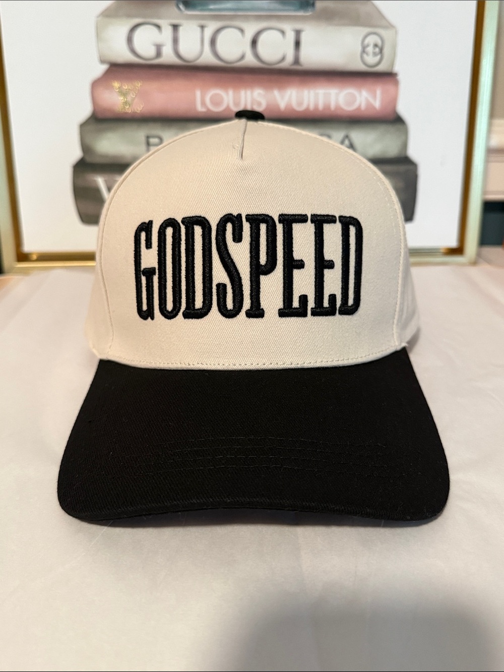“Godspeed” Two-Tone Baseball Cap - Black & Cream
